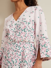 Phase Eight Pink Petite Petite Giovanna Floral Belted Dress - Image 5 of 6