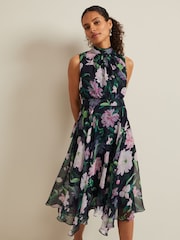 Phase Eight Black Petite Floral Petite Lucinda Dress - Image 1 of 6