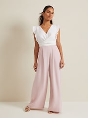 Phase Eight Pink Petite Ayla Ruffle Jumpsuit - Image 1 of 6