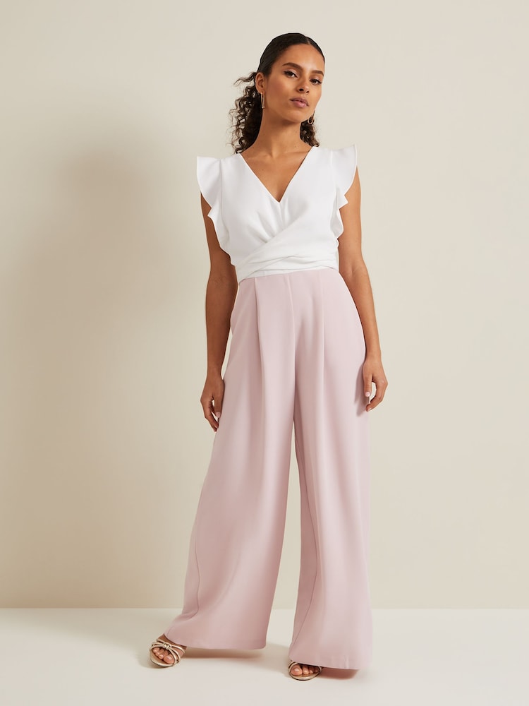 Phase Eight Pink Petite Ayla Ruffle Jumpsuit - Image 1 of 6