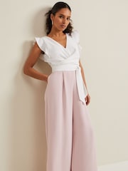 Phase Eight Pink Petite Ayla Ruffle Jumpsuit - Image 3 of 6