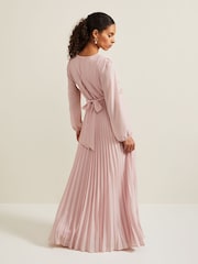 Phase Eight Pink Petite Alecia Pleat Maxi Dress - Image 2 of 6