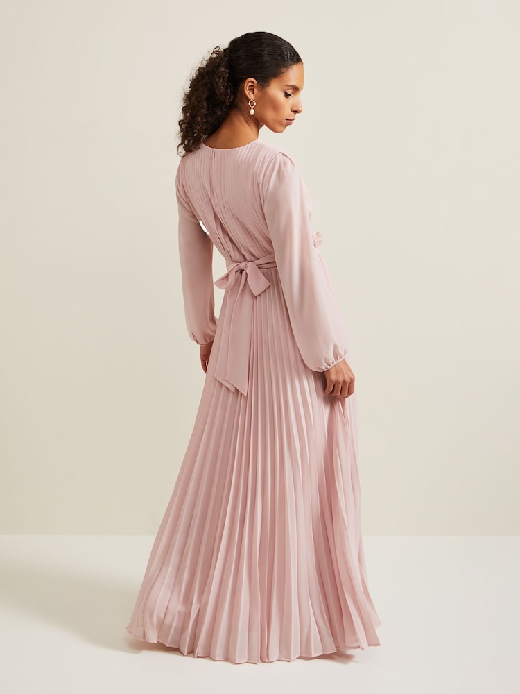 Phase Eight Pink Petite Alecia Pleat Maxi Dress - Image 2 of 6 Phase Eight Pink Petite Alecia Pleat Maxi Dress - Image 2 of 6