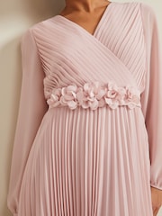 Phase Eight Pink Petite Alecia Pleat Maxi Dress - Image 5 of 6