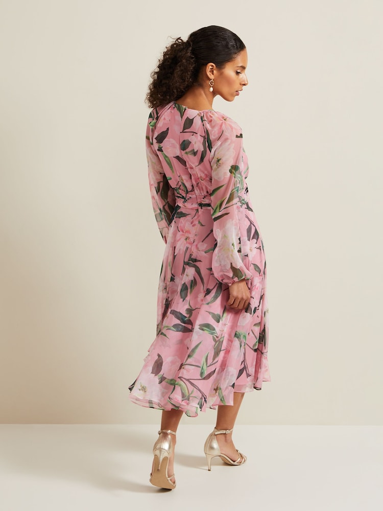 Phase Eight Pink Petite Petite Lina Printed Midi Dress - Image 2 of 6