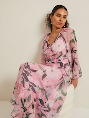 Phase Eight Pink Petite Petite Lina Printed Midi Dress - Image 4 of 6