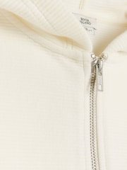 River Island Cream Girls Waffle 100% Cotton Hoodie and Shorts Set - Image 3 of 4