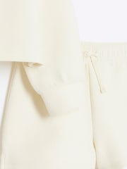 River Island Cream Girls Waffle 100% Cotton Hoodie and Shorts Set - Image 4 of 4