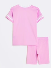 River Island Pink Girls Santa Monica T-Shirt Set - Image 2 of 4