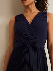 Phase Eight Blue Petite Cressida Pleat Midi Dress - Image 5 of 6