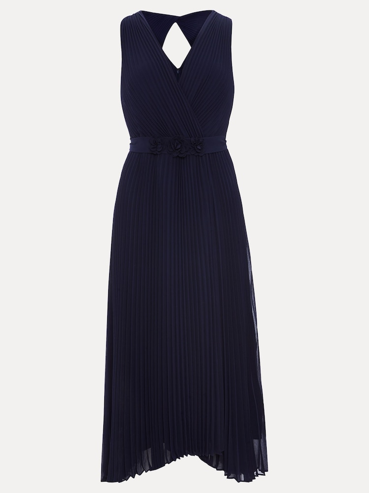 Phase Eight Blue Petite Cressida Pleat Midi Dress - Image 6 of 6