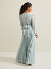 Phase Eight Blue Petite Alecia Pleat Maxi Dress - Image 2 of 6
