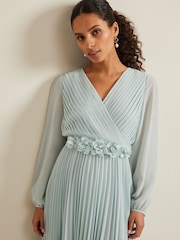 Phase Eight Blue Petite Alecia Pleat Maxi Dress - Image 4 of 6