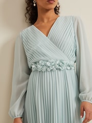 Phase Eight Blue Petite Alecia Pleat Maxi Dress - Image 5 of 6