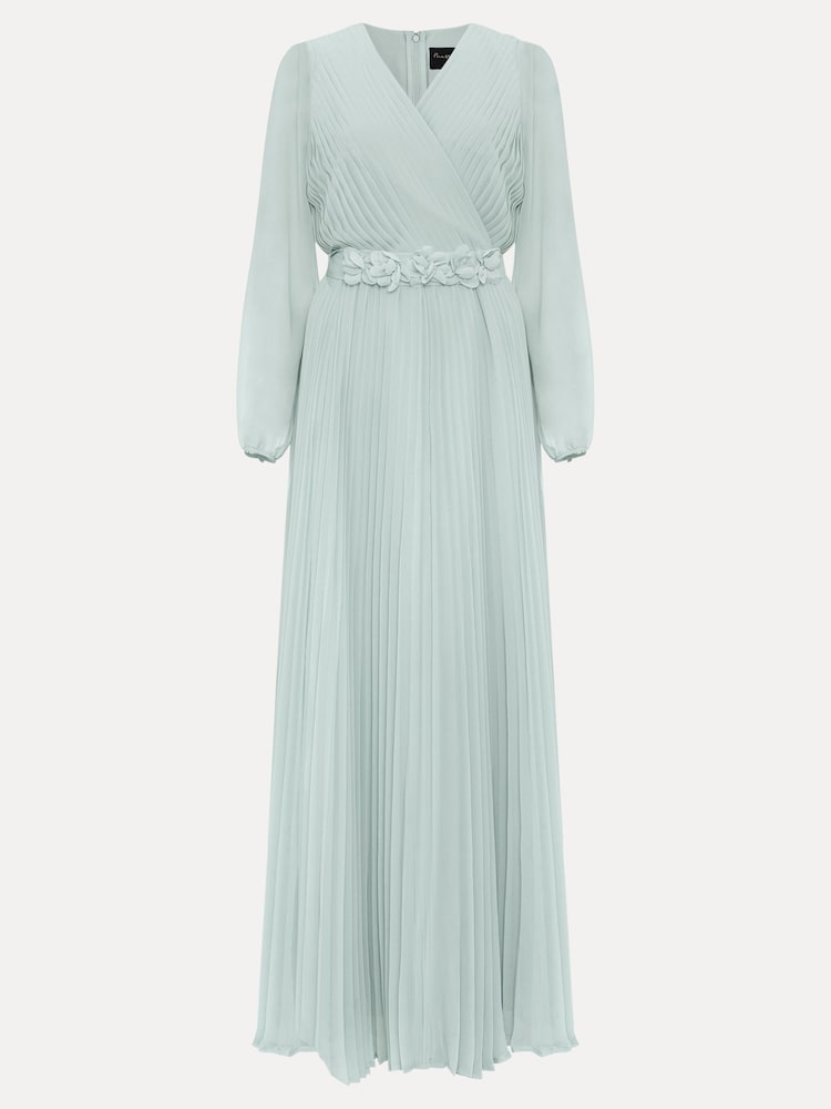 Phase Eight Blue Petite Alecia Pleat Maxi Dress - Image 6 of 6
