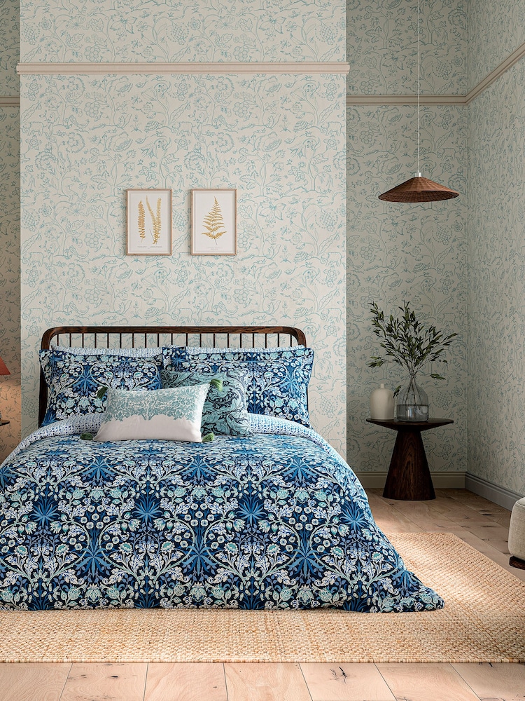 Morris & Co Blue 100% Cotton Hyacinth Cover Set - Image 1 of 4