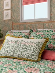 Morris & Co Green Love Is Enough 100% Linen 100% Cotton Cushion - Image 1 of 6