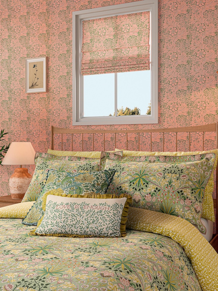 Morris & Co Green Love Is Enough 100% Linen 100% Cotton Cushion - Image 2 of 6