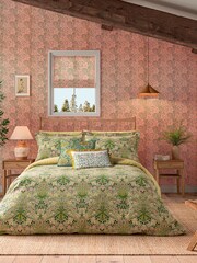 Morris & Co Green Love Is Enough 100% Linen 100% Cotton Cushion - Image 3 of 6