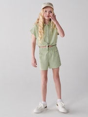 River Island Green Girls 100% Cotton Tie Front Set - Image 1 of 2