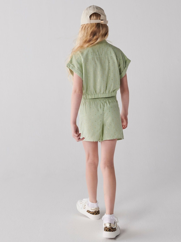 River Island Green Girls 100% Cotton Tie Front Set - Image 2 of 2 River Island Green Girls 100% Cotton Tie Front Set - Image 2 of 2