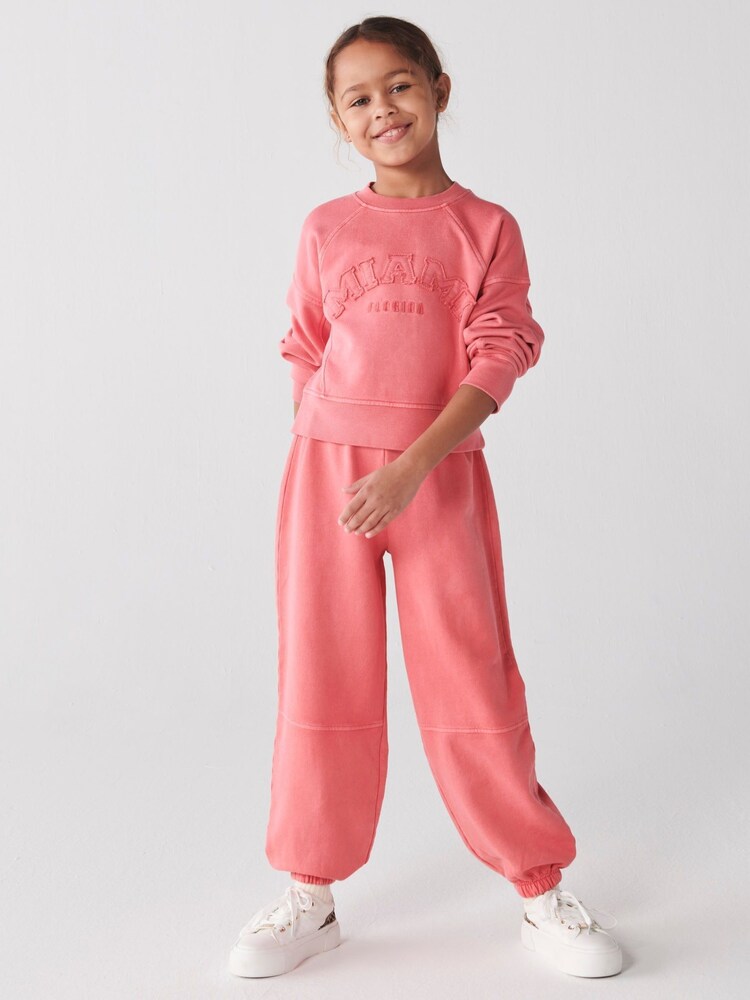 River Island Pink Girls Drenched Miami Sweat Set - Image 1 of 4