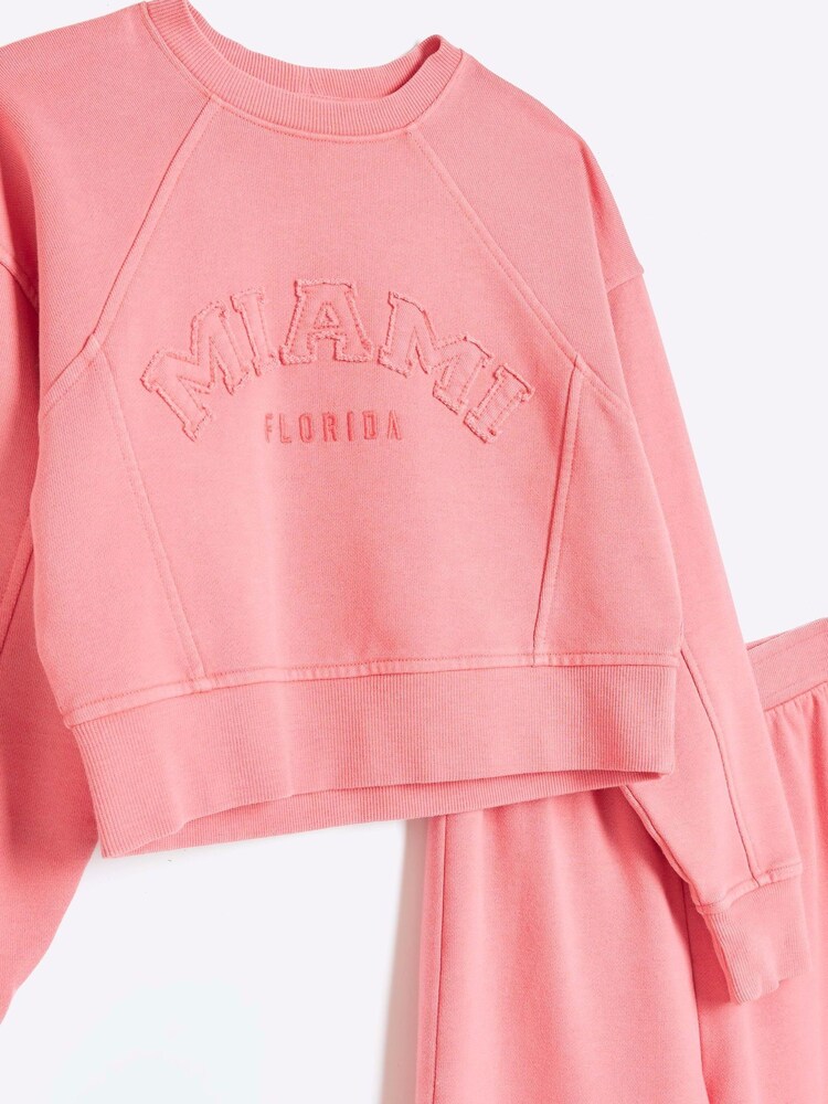 River Island Pink Girls Drenched Miami Sweat Set - Image 3 of 4