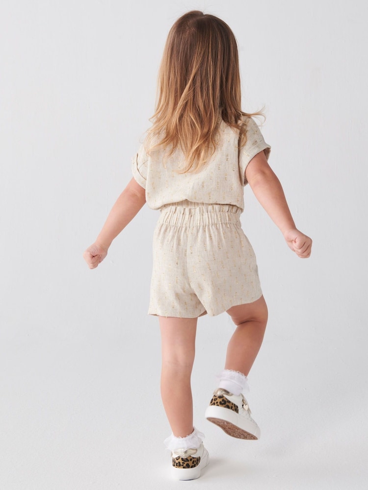 River Island Natural Mini Girls Linen Tie Front Set - Image 2 of 4