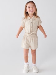 River Island Natural Mini Girls Linen Tie Front Set - Image 3 of 4