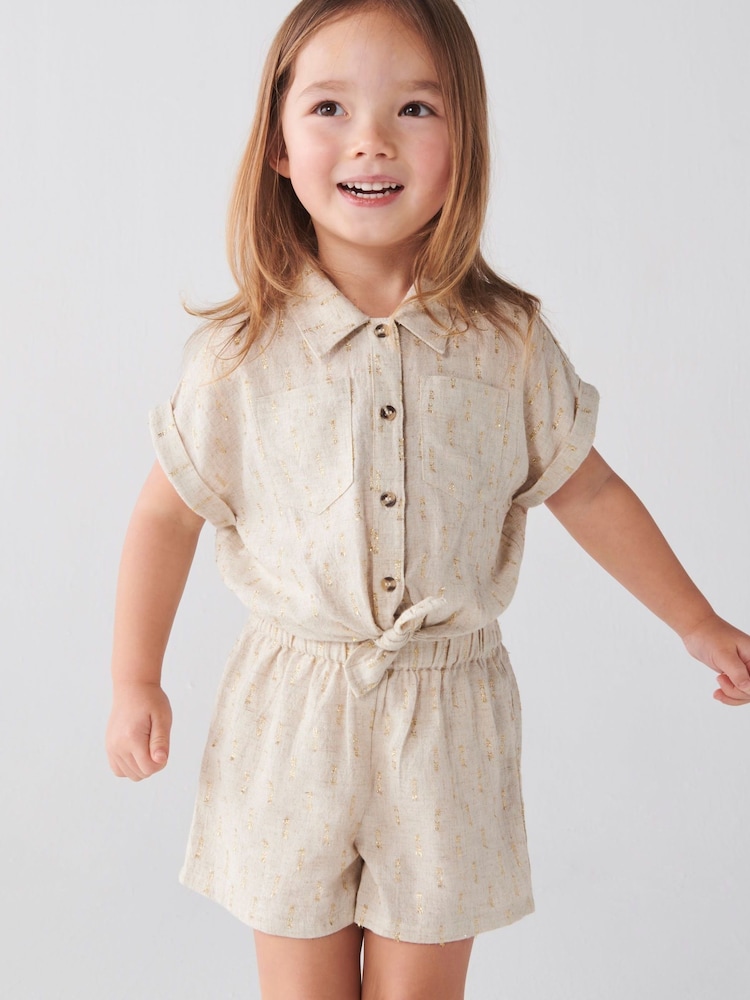 River Island Natural Mini Girls Linen Tie Front Set - Image 4 of 4 River Island Natural Mini Girls Linen Tie Front Set - Image 4 of 4