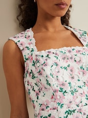 Phase Eight White Petite Floral Diana Lace Midi Dress - Image 5 of 6