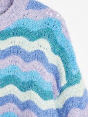 Oliver Bonas Blue Wave Stripe Knitted Jumper - Image 4 of 8