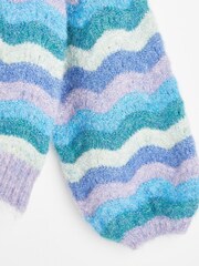 Oliver Bonas Blue Wave Stripe Knitted Jumper - Image 5 of 8
