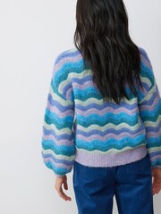 Oliver Bonas Blue Wave Stripe Knitted Jumper - Image 7 of 8