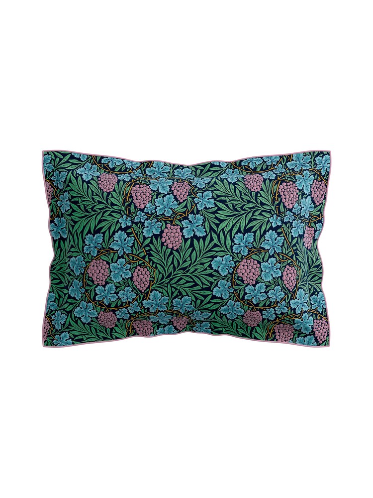 Morris & Co Teal Blue 100% Cotton Vine Teal and Lilac Duvet Cover Set - Image 4 of 4