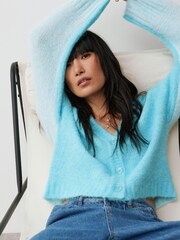 Oliver Bonas Blue Two Tone Knitted Cardigan - Image 3 of 8