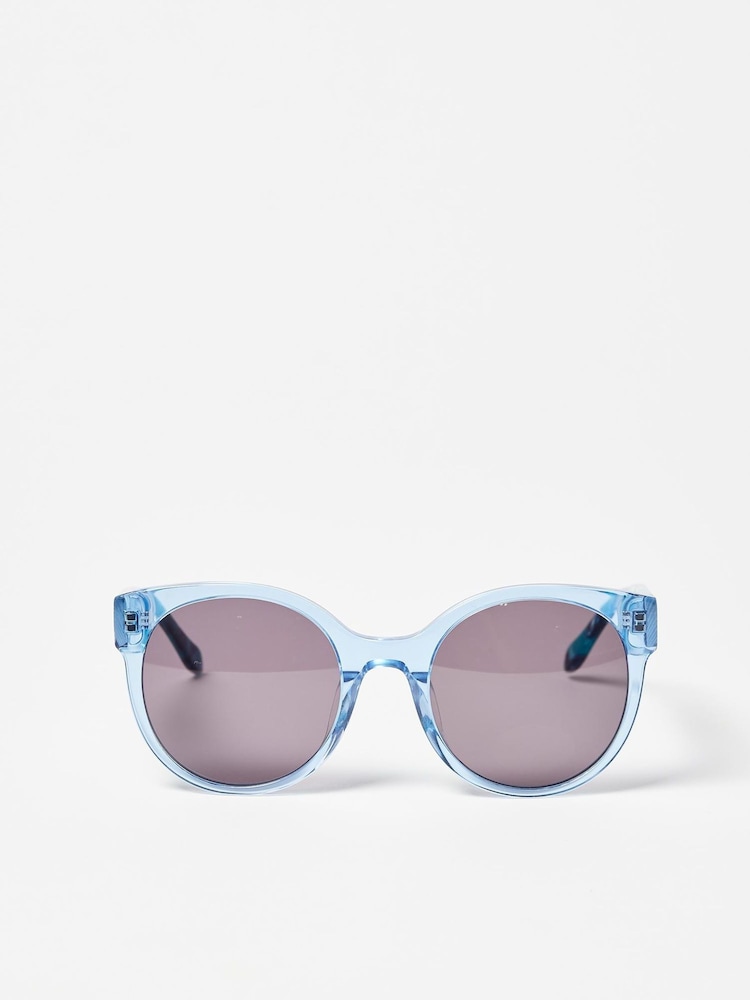Oliver Bonas Blue Faux Tortoiseshell Round Acetate Sunglasses - Image 1 of 1 Oliver Bonas Blue Faux Tortoiseshell Round Acetate Sunglasses - Image 1 of 1