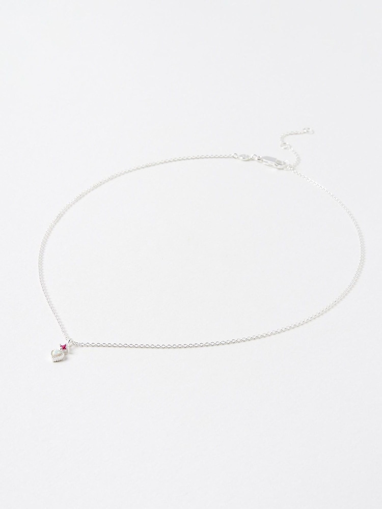 Oliver Bonas Sterling Silver Varda Opalite Heart Charm Pendant Necklace - Image 1 of 5