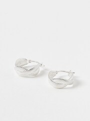 Oliver Bonas Silver Plated Adele Snake Chain Hoop Earrings - Image 1 of 4