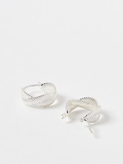 Oliver Bonas Silver Plated Adele Snake Chain Hoop Earrings - Image 2 of 4