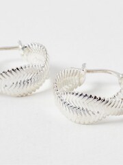Oliver Bonas Silver Plated Adele Snake Chain Hoop Earrings - Image 3 of 4