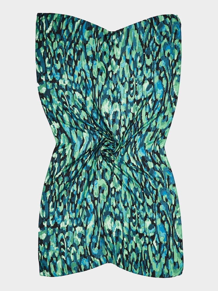 Oliver Bonas Green Sketch Animal Print Lightweight Scarf - Image 2 of 5