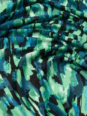 Oliver Bonas Green Sketch Animal Print Lightweight Scarf - Image 3 of 5