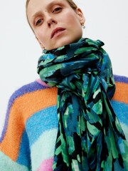 Oliver Bonas Green Sketch Animal Print Lightweight Scarf - Image 5 of 5