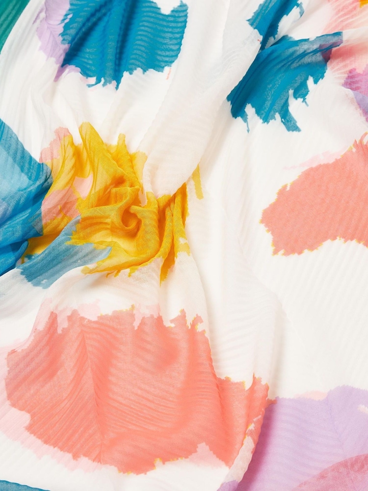 Oliver Bonas White Oversized Animal Print Pleated Lightweight Scarf - Image 4 of 4
