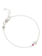 Oliver Bonas Sterling Silver Plated Arda Opalite Heart Charm Bracelet - Image 1 of 4
