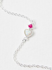 Oliver Bonas Sterling Silver Plated Arda Opalite Heart Charm Bracelet - Image 2 of 4