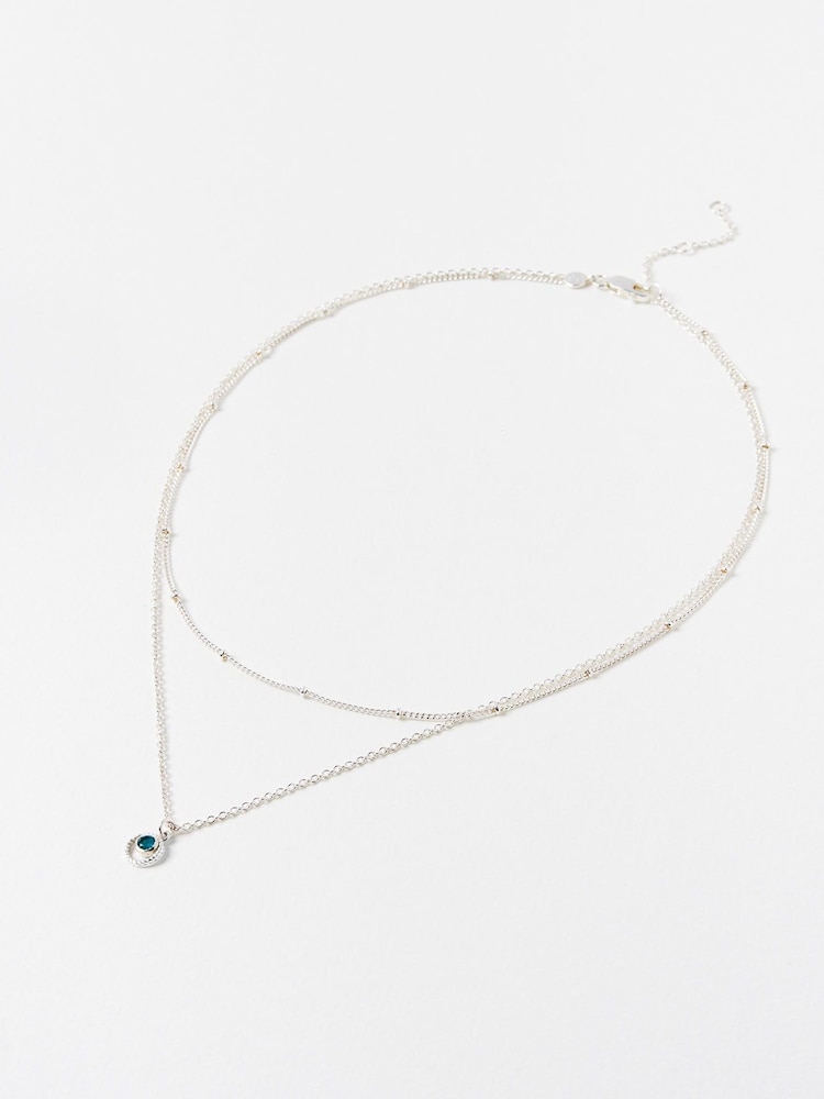 Oliver Bonas Light Blue Sarai Gold Plated Layered Pendant Necklace - Image 1 of 5