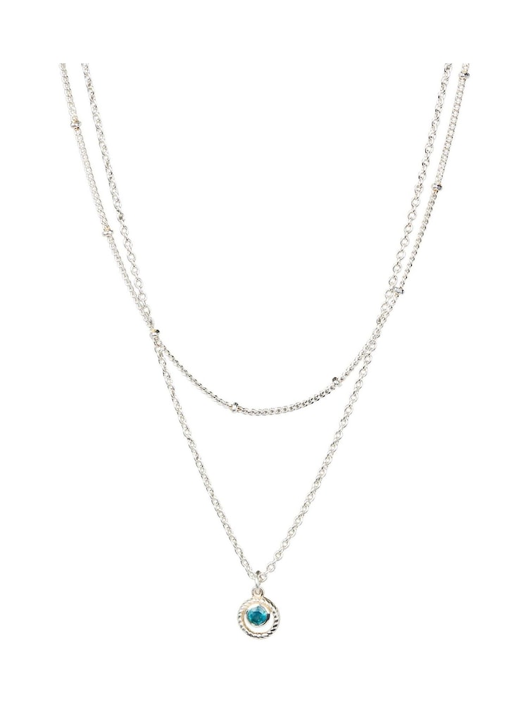 Oliver Bonas Light Blue Sarai Gold Plated Layered Pendant Necklace - Image 2 of 5