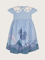 Monsoon Blue Baby 100% Cotton Appliqué Chambray Dress - Image 1 of 3